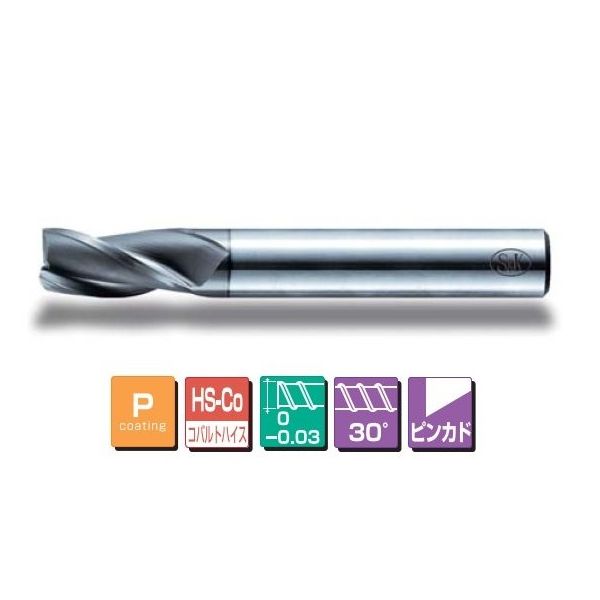 三興製作所 Pコーティング3枚刃エンドミル(ショート刃) PーVS3T 22 P-VS3T 22.0 1本（直送品） 10,468円