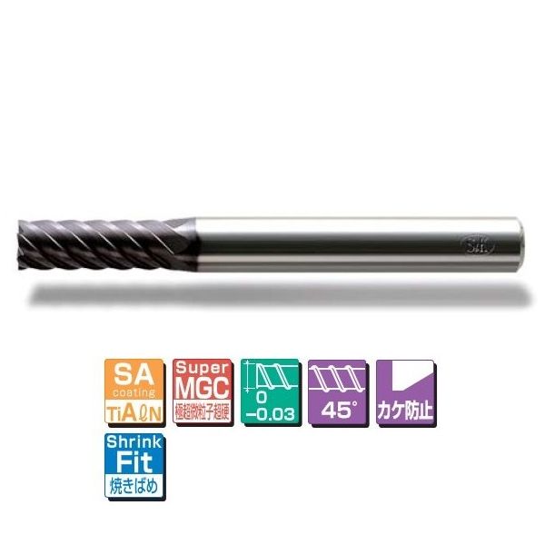 三興製作所 SA(TiAlN)コーティング超硬6枚刃エンドミル SAGCX 18 SA-GCX 18.0 1本(直送品)