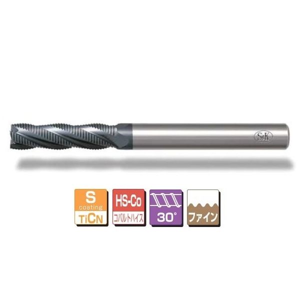 S(TiCN)コーティングファインピッチエンドミル(レギュラ刃)(4枚刃&6枚刃) SーFPαM 12 S-FPaM 12.0 1本（直送品）