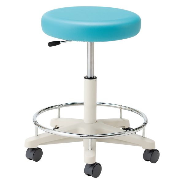 マツヨシ ナースチェア(ハイタイプ)背なし・リング付25256503ライトブルー MY-N3255R(セナシ・リングツキ) 1台（直送品）
