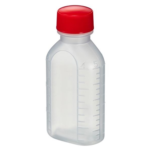 エムアイケミカル 投薬瓶PPB 60mL 凸凹目盛り（滅菌済）少数包装 08285027 キャップ色:赤 60CC（15本入り）1箱（直送品）