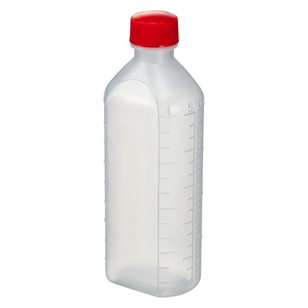 エムアイケミカル 投薬瓶PPB 200mL 凸凹目盛り（滅菌済）少数包装 08285030 キャップ色:赤 200CC（5本入） 1箱（5入）（直送品）