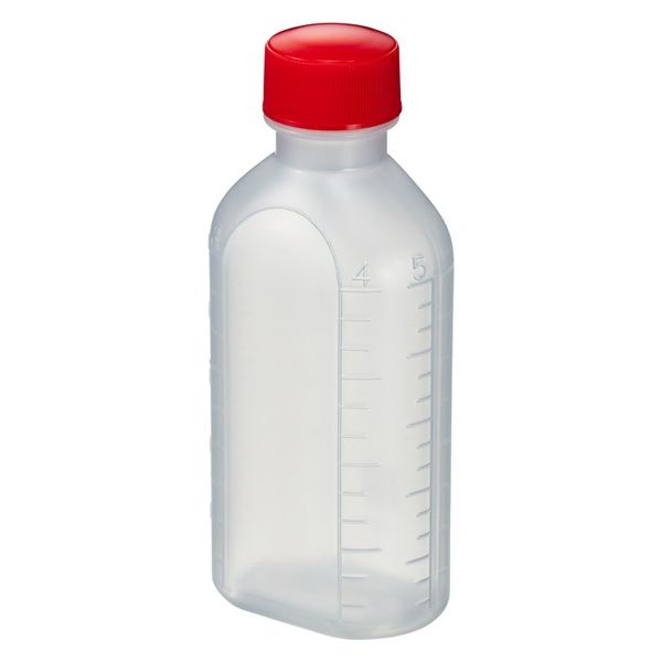 エムアイケミカル 投薬瓶PPB 100mL 凸凹目盛り（滅菌済）少数包装 08285028 キャップ色:赤 100CC（10本入り）1箱（直送品）