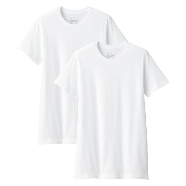 【メンズ】無印良品 紳士 脇に縫い目のない 2枚組 クルーネック半袖Tシャツ 紳士L 白 良品計画