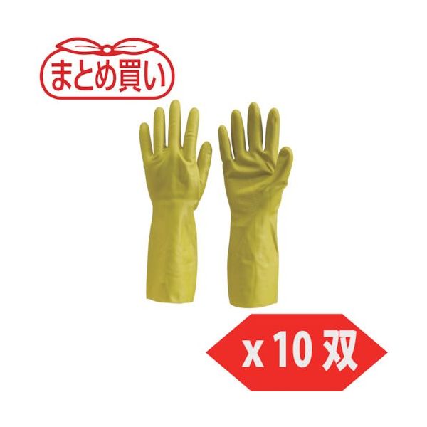 TRUSCO まとめ買い 天然ゴム手袋 中厚手タイプ グリーン Lサイズ 10双 DPM-5495-G-L-10P（直送品）