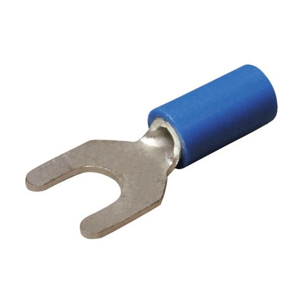 ニチフ 絶縁被覆付圧着端子(Y形) 先開形 絶縁筒部ストレートタイプ(100PCS) TGV 2Y-5M-BLU（直送品）