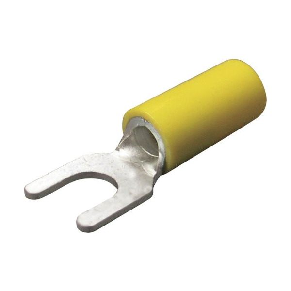 ニチフ 絶縁被覆付圧着端子(Y形) 先開形 絶縁筒部ストレートタイプ(100PCS) TGV 5.5Y-6-YEL 1パック(100個)（直送品）
