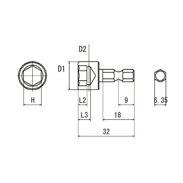 近江精機 近江 六角6.35 溝9差込 コーナードライバー用 ボックスビット H12 全長34 V17B-H12-34 1セット(10本)（直送品）