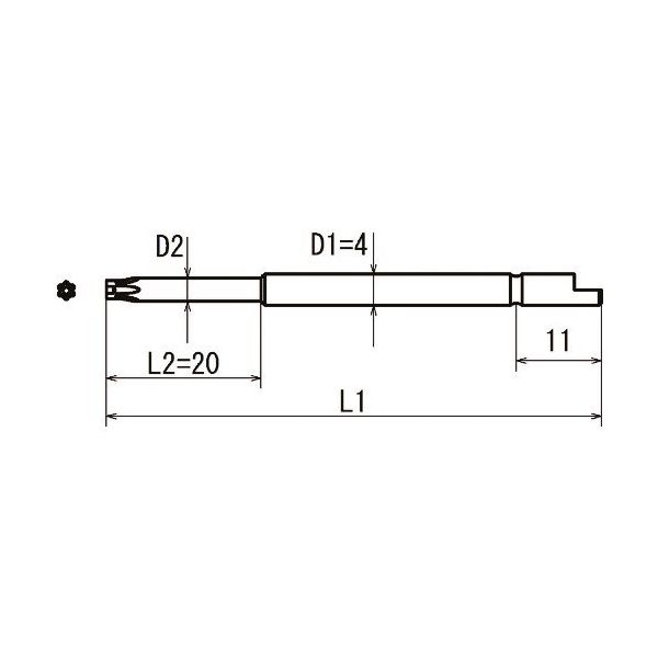 近江 φ4Dカット差込 へクスウェーブビット いじり止め T6H 全長64 段付φ2.5x20 V05T-T6H-64-2.5（直送品）
