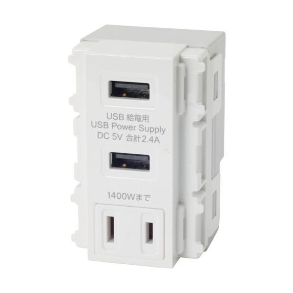 TERADA 埋込USB+AC給電コン USB-R3702W 1個 455-7609（直送品）