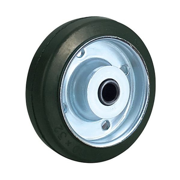 ユーエイ 車輪 鋼板ホイルゴム車輪 130径 車軸12φ W-130 12MM 1個 365-6798（直送品）