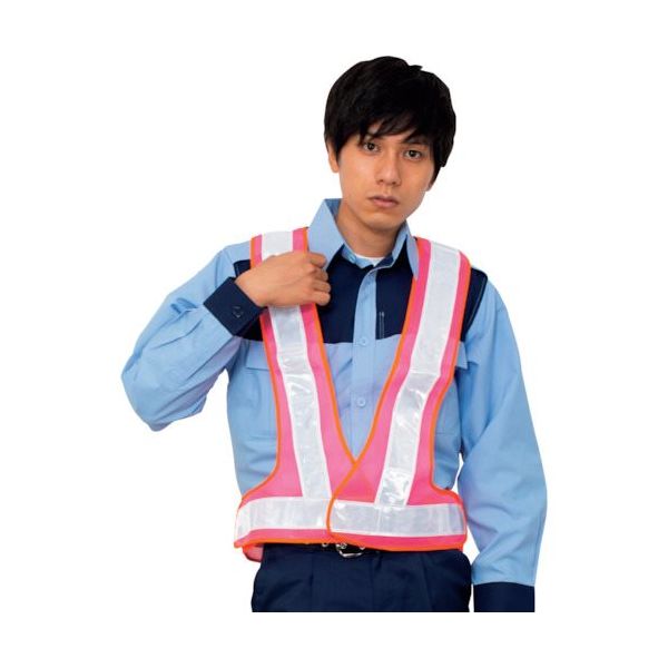 岡潮 安全ベスト 5cm ピンクメッシュ×白反射材 OK5508 1着 452-3977（直送品）