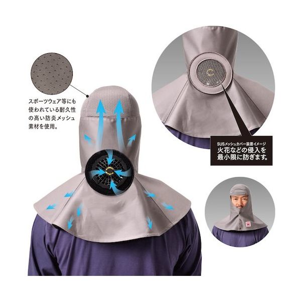 アリオカ Max Dyna ファン付防炎溶接帽(SUSメッシュカバー付) MD1006FAN 1個 537-1459（直送品）