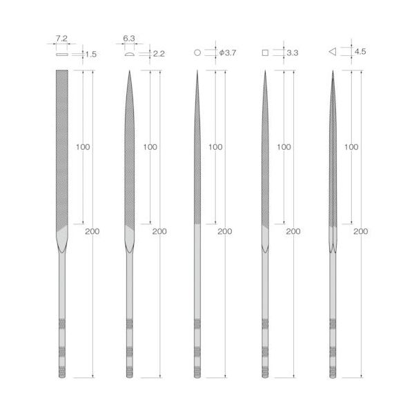 日本精密機械工作 リューター 精密ヤスリ 荒目 セット X0300 1袋(5本) 543-4223（直送品）