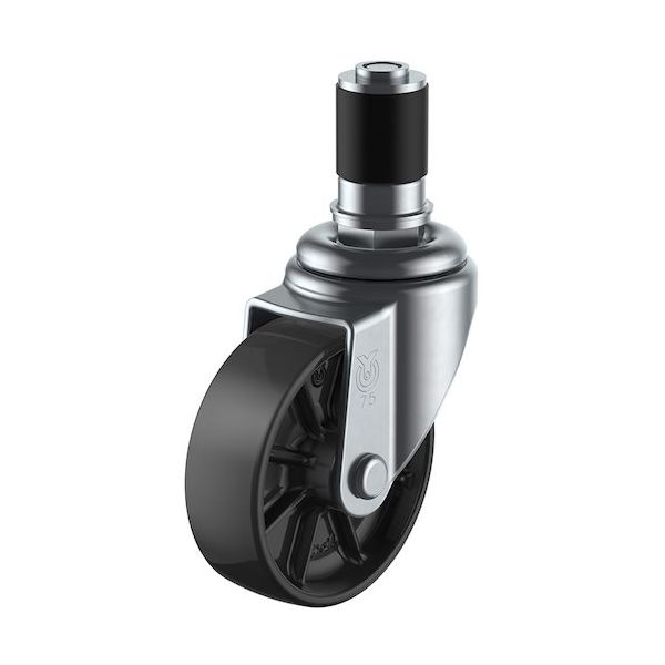 ユーエイ 差し込み式 自在 キャスター 黒ナイロン 車輪径75mm Sタイプ STF型 パイプ径35 STF-75BN-35 1個（直送品）