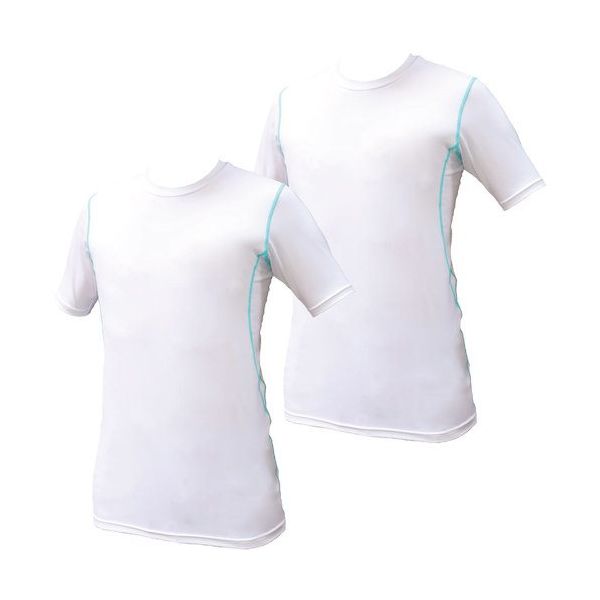 岡潮 超吸汗速乾・冷感シャツ コンプレッション半袖 ホワイト 3L お得な洗い替え2枚セット 20008-3L-2 1式 520-9586（直送品）
