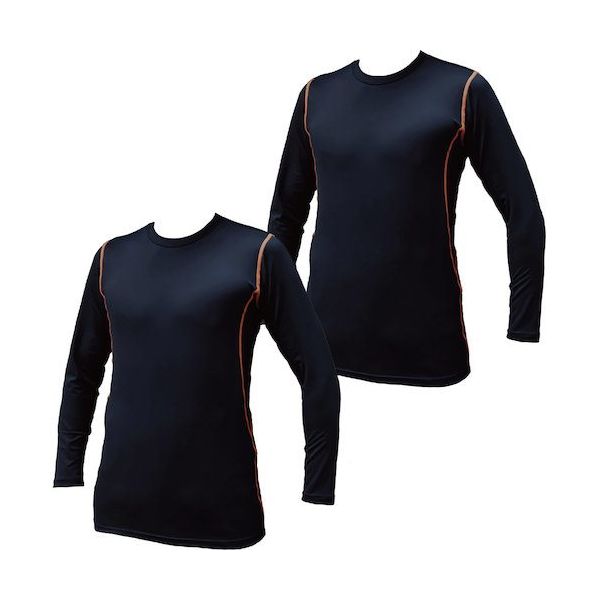 岡潮 超吸汗速乾・冷感シャツ コンプレッション長袖 ブラック 3L お得な洗い替え2枚セット 20016-3L-2 1式 520-9573（直送品）