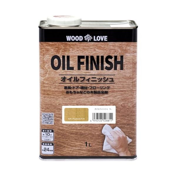 ニッぺ 国産自然系塗料 WOODLOVE オイルフィニッシュ 1L ミディアムウォルナット 4976124528811 1缶（直送品）