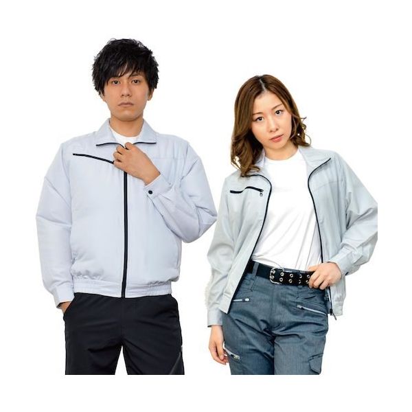 岡潮 空調長袖ブルゾン(ウェアのみ) 20103 シルバーL 20103-L 1着 535-8941（直送品）