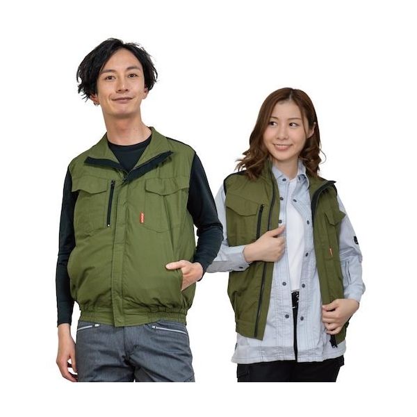 岡潮 空調ベスト(ウェアのみ)日本製生地使用 20226 グリーン×ブラックM 20226N-M 1着 535-8977（直送品）