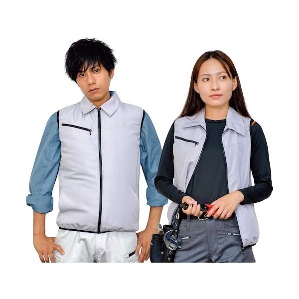 岡潮 空調ベスト(ウェアのみ) 20203 シルバーM 20203N-M 1着 536-0588（直送品）