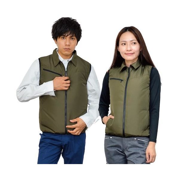 岡潮 空調ベスト(ウェアのみ) 20204 アーミーグリーン4L 20204N-4L 1着 535-8986（直送品）