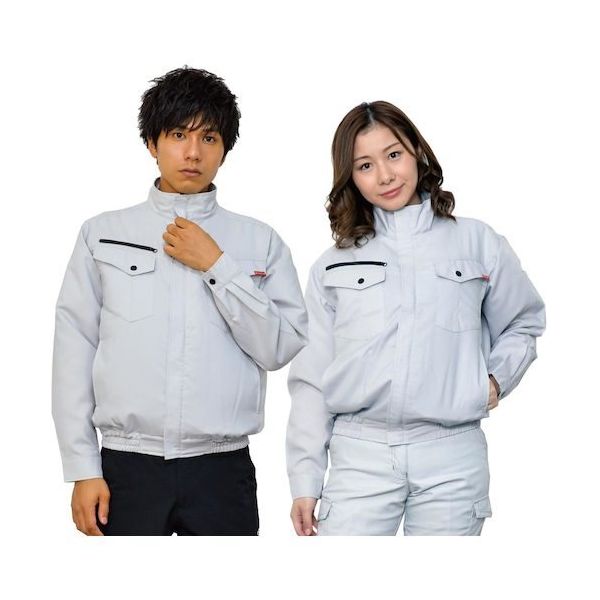 岡潮 空調長袖ブルゾン(ウェアのみ)日本製生地使用 20112 グレーS 20112-S 1着 536-0519（直送品）