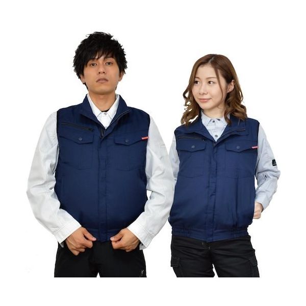 岡潮 空調ベスト(ウェアのみ)日本製生地使用 20211 ネイビー5L 20211N-5L 1着 535-8960（直送品）