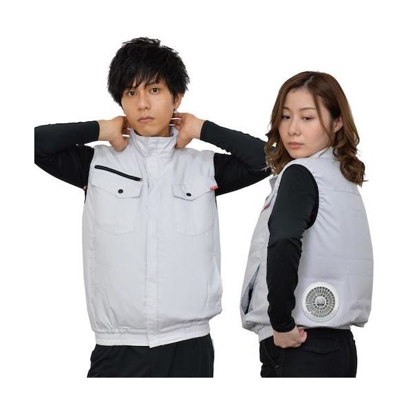 岡潮 空調ベスト(ウェアのみ)日本製生地使用 20212 グレーM 20212N-M 1着 536-0496（直送品）