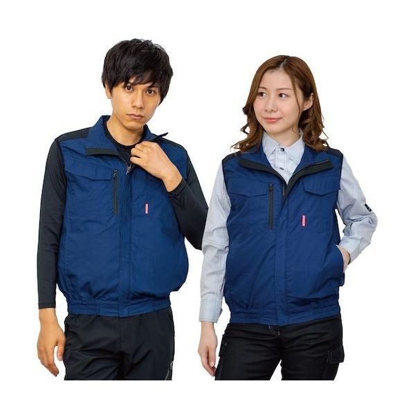 岡潮 空調ベスト(ウェアのみ)日本製生地使用 20221 ネイビー×ブラック5L 20221N-5L 1着 535-8978（直送品）