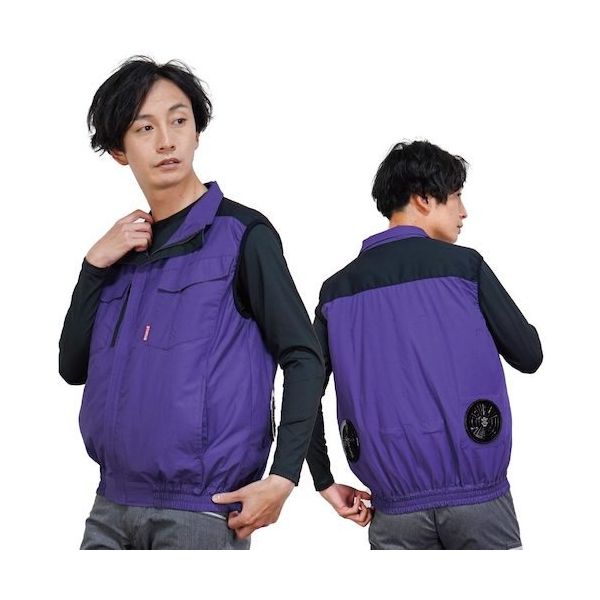 岡潮 空調ベスト(ウェアのみ)日本製生地使用 20228 パープル×ブラック3L 20228N-3L 1着 536-0513（直送品）