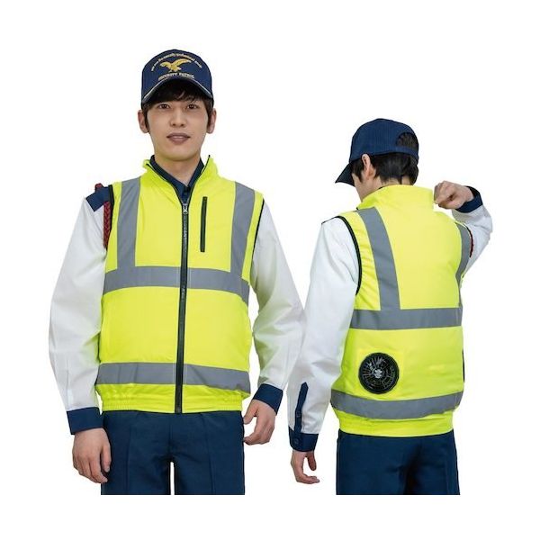 岡潮 高視認性空調安全ベスト(ウェアのみ) 30222 蛍光イエロー3L 30222-3L 1着 536-0558（直送品）