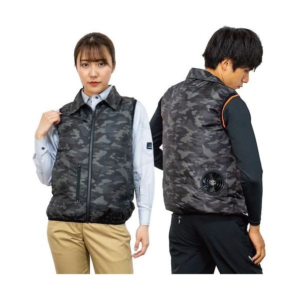 岡潮 空調ベスト(ウェアのみ)日本製生地使用 20235 カモグレーLL 20235-LL 1着 536-0577（直送品）