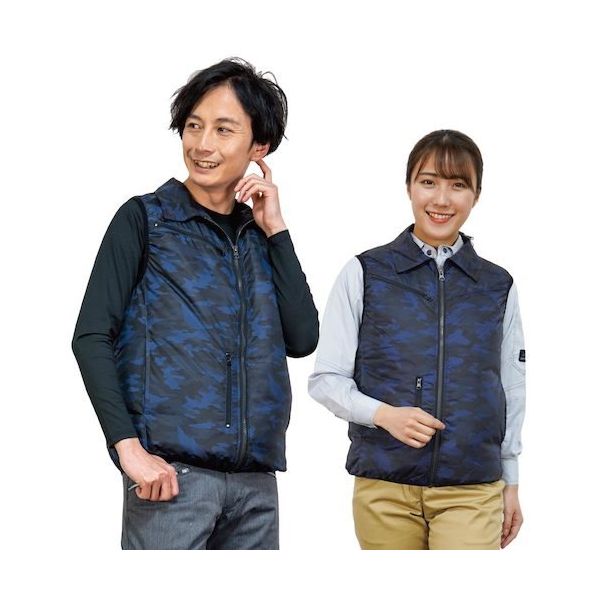 岡潮 空調ベスト(ウェアのみ)日本製生地使用 20237 カモブルー4L 20237-4L 1着 535-8933（直送品）
