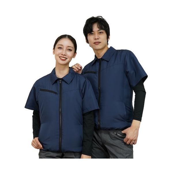 岡潮 空調半袖ブルゾン(ウェアのみ) 20301 ネイビーS 20301-S 1着 536-0521（直送品）