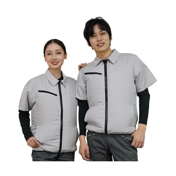 岡潮 空調半袖ブルゾン(ウェアのみ) 20303 シルバーS 20303-S 1着 535-8994（直送品）