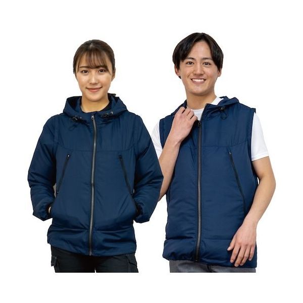 岡潮 空調付2Wayパーカー(ウェアのみ) 30101 ネイビー L 30101-L 1着 536-0542（直送品）