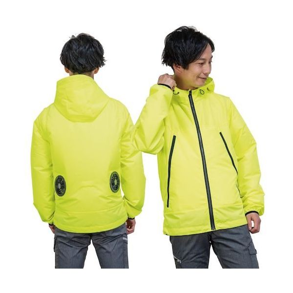 岡潮 空調付2Wayパーカー(ウェアのみ) 30102 蛍光イエロー 4L 30102-4L 1着 536-0596（直送品）