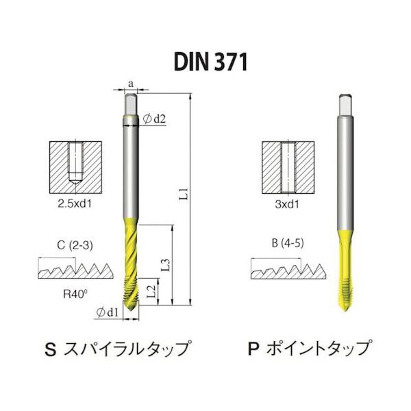 NOGA DINー371 一般用スパイラルタップ M4x0.7 XT5 SD1CM4X0.76H5XT 1セット(10本)（直送品）