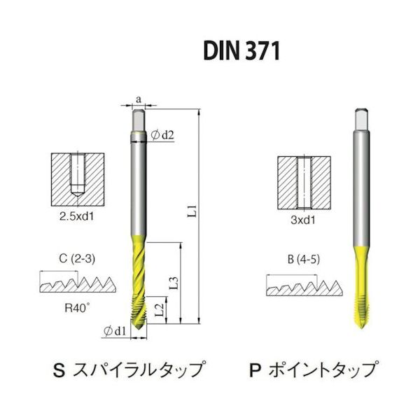 NOGA DINー371 一般用スパイラルタップ1/4ー28UNF XT5 SD1C25028UNF2B5 1セット(10本)（直送品）