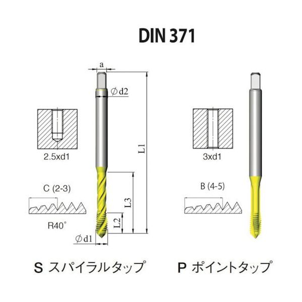 NOGA DINー371 一般用スパイラルタップ1/4ー20UNC XT5 SD1C25020UNC2B5 1セット(10本)（直送品）