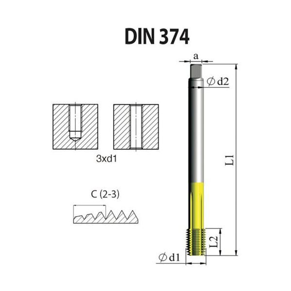 NOGA DINー374 高性能 転造タップ 3/4ー16UNF XT7 FD4C75016UNF2X7 1セット(3本)（直送品）
