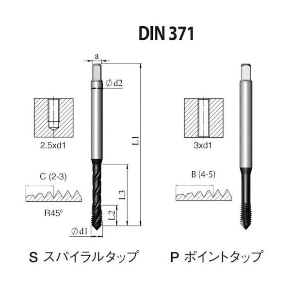 NOGA DINー371 高機能HPCポイントタップ3/8ー16UNC XT3 PD1B37516UNC2X3 1セット(5本)（直送品）