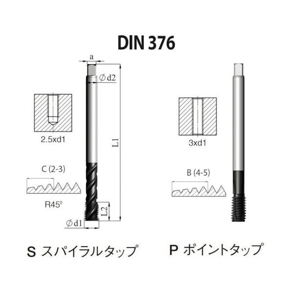NOGA DINー376 高機能HPCスパイラルタップM12x1.75 XT3 SD6CM12X1.756X3 1セット(5本)（直送品）