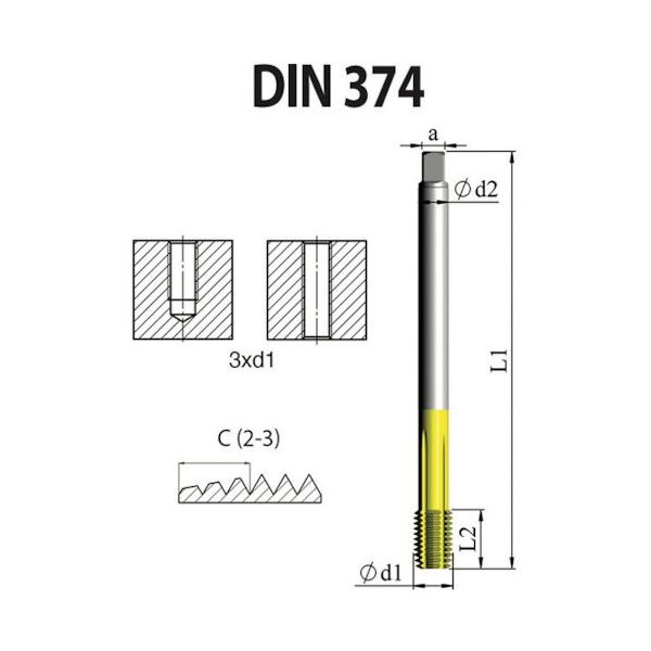 NOGA DINー374 高性能 転造タップ M16x1.5 XT7 FD4CM16X1.56X7X 1セット(5本)（直送品）