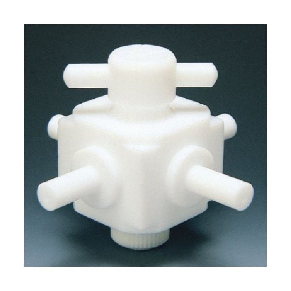 フロンケミカル フッ素樹脂(PTFE)四方バルブ枝タイプ 10φ NR0031-003 1個 734-5046（直送品）