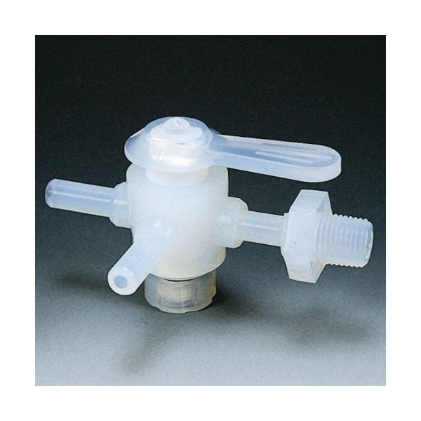 フロンケミカル フッ素樹脂(PFA)三方バルブ装置用 6パイ 接続ネジR1/4 NR1306-001 1個 735-3057（直送品）