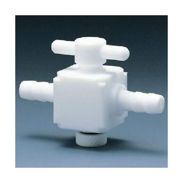 フロンケミカル フッ素樹脂(PTFE) 二方バルブホース口タイプ 6パイ NR1400-001 1個 735-3448（直送品）