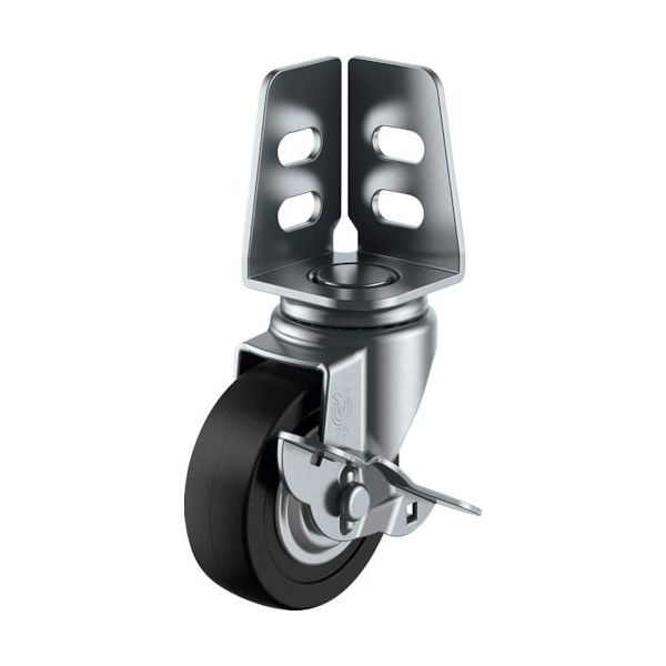 アングル 自在 キャスター 導電ゴム 車輪径75mm ストッパー付き Sタイプ SAーS型 取付寸法20×21，16 SA-75RHES（直送品）