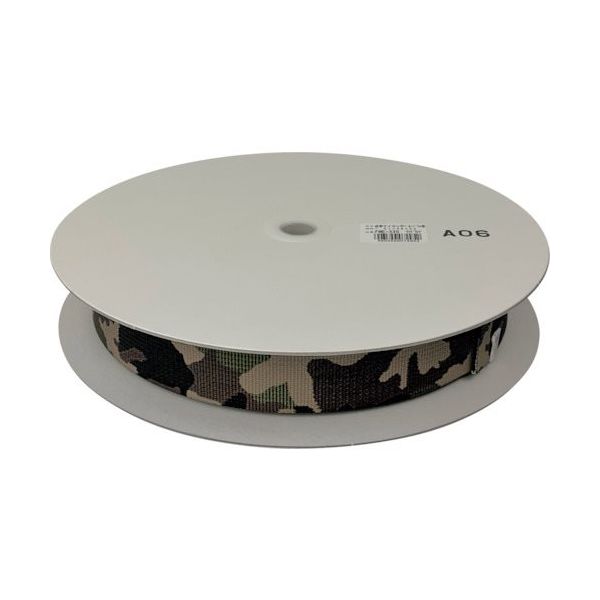 ユタカメイク ベルト 迷彩ナイロン平ベルトドラム巻 ウッドランド 1.5t×38mm×25m PFME-330 1巻 474-4320（直送品）